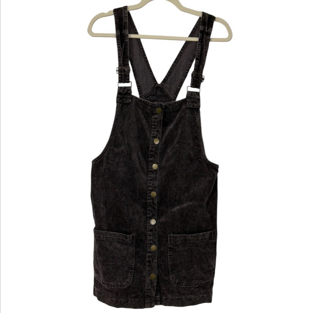 ILLA ILLA Black Washed Denim Overall Mini Dress